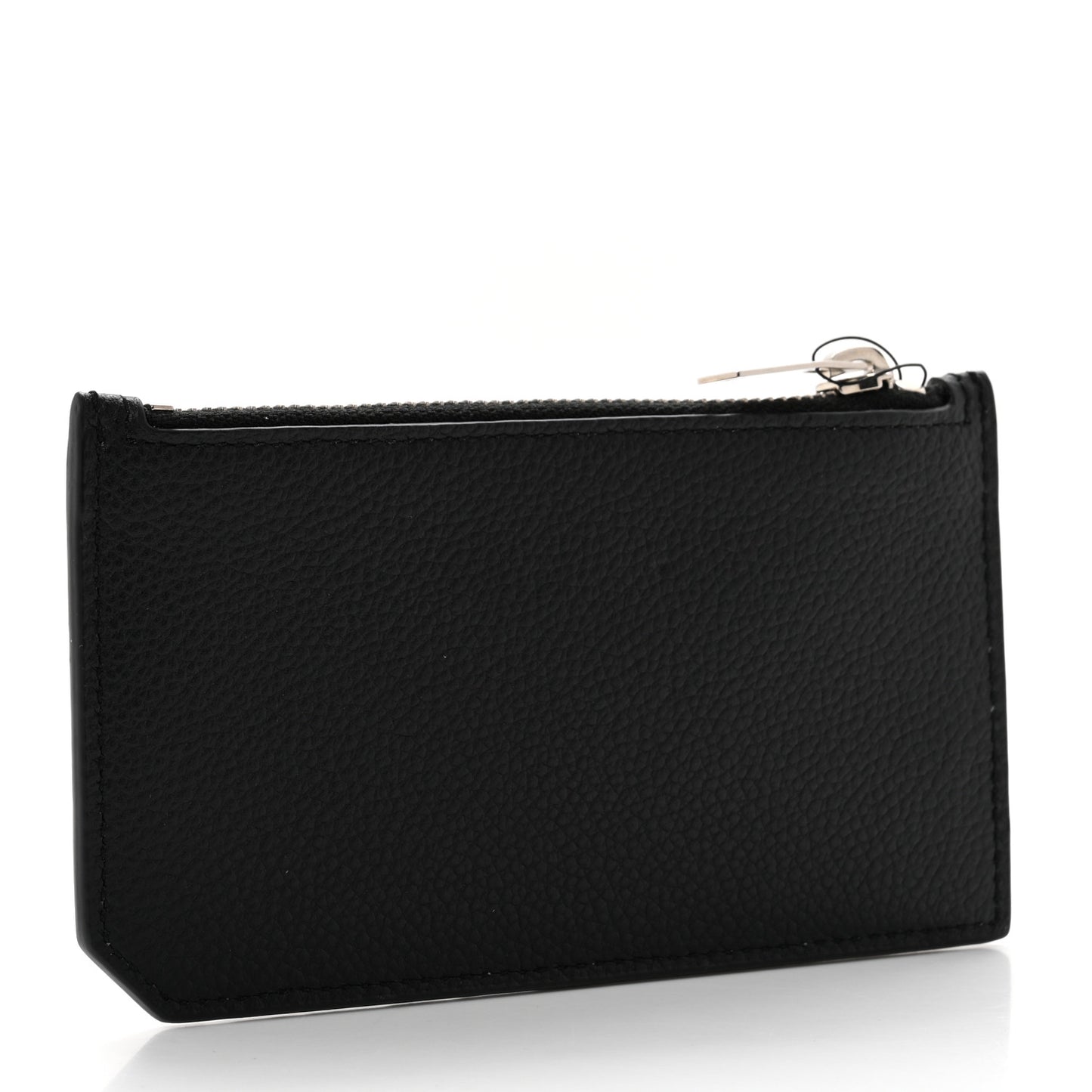 Grained Calfskin 5 Fragments Zip Pouch Card Holder Black