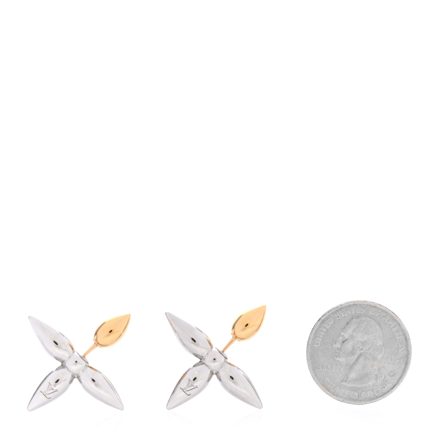 Louis Vuitton Metal Louisette Earrings Silver Gold 2 of 5