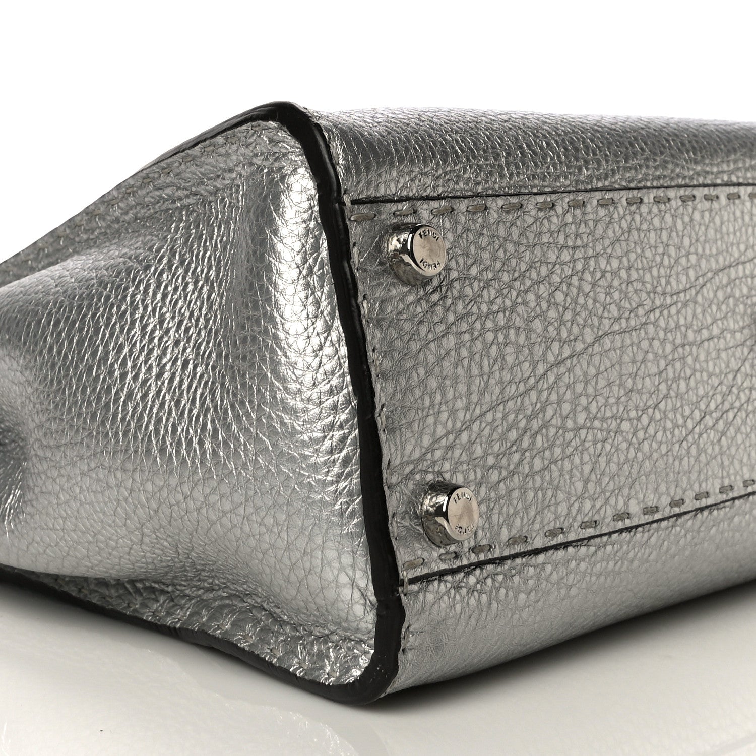 Fendi Cuoio Romano Lux Selleria Medium Peekaboo Iconic Satchel Argento 11 of 11