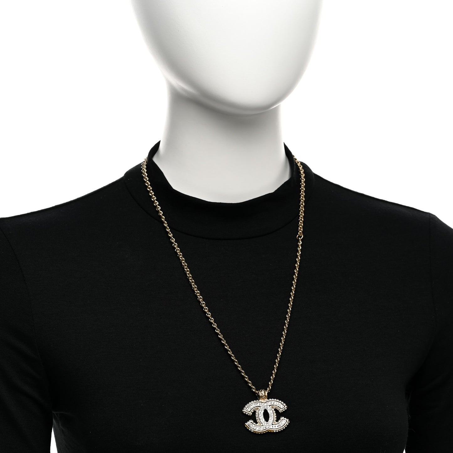 Metal Crystal Scarab CC Necklace Gold Silver