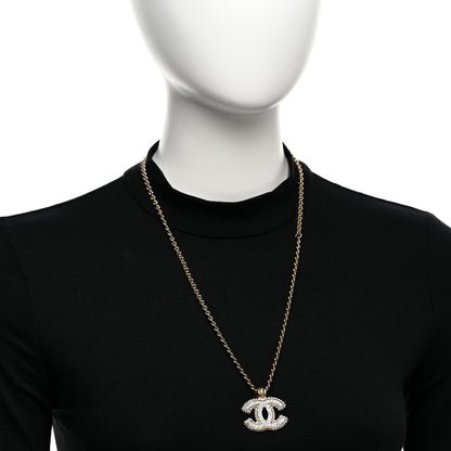 Chanel Metal Crystal Scarab CC Necklace Gold Silver 2 of 5