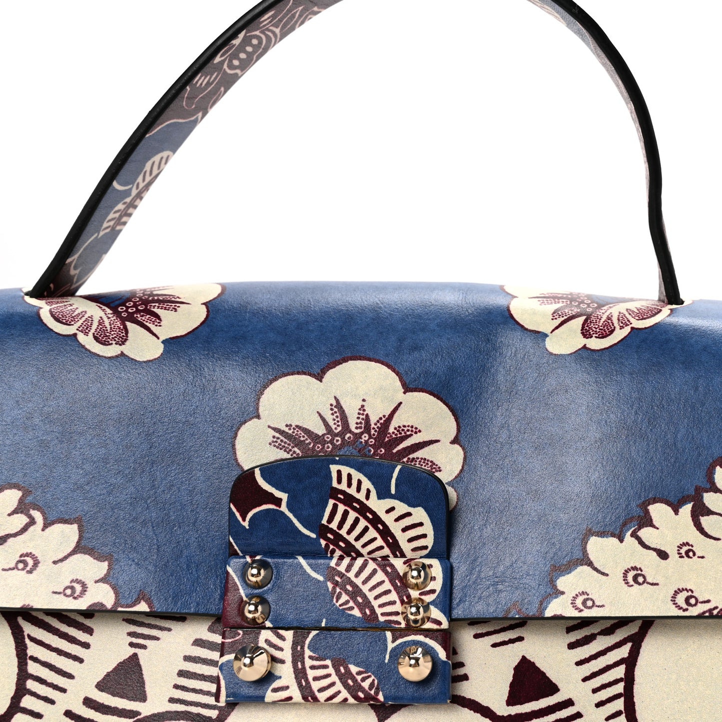 Calfskin Mime Print Single Handle Bag Blue