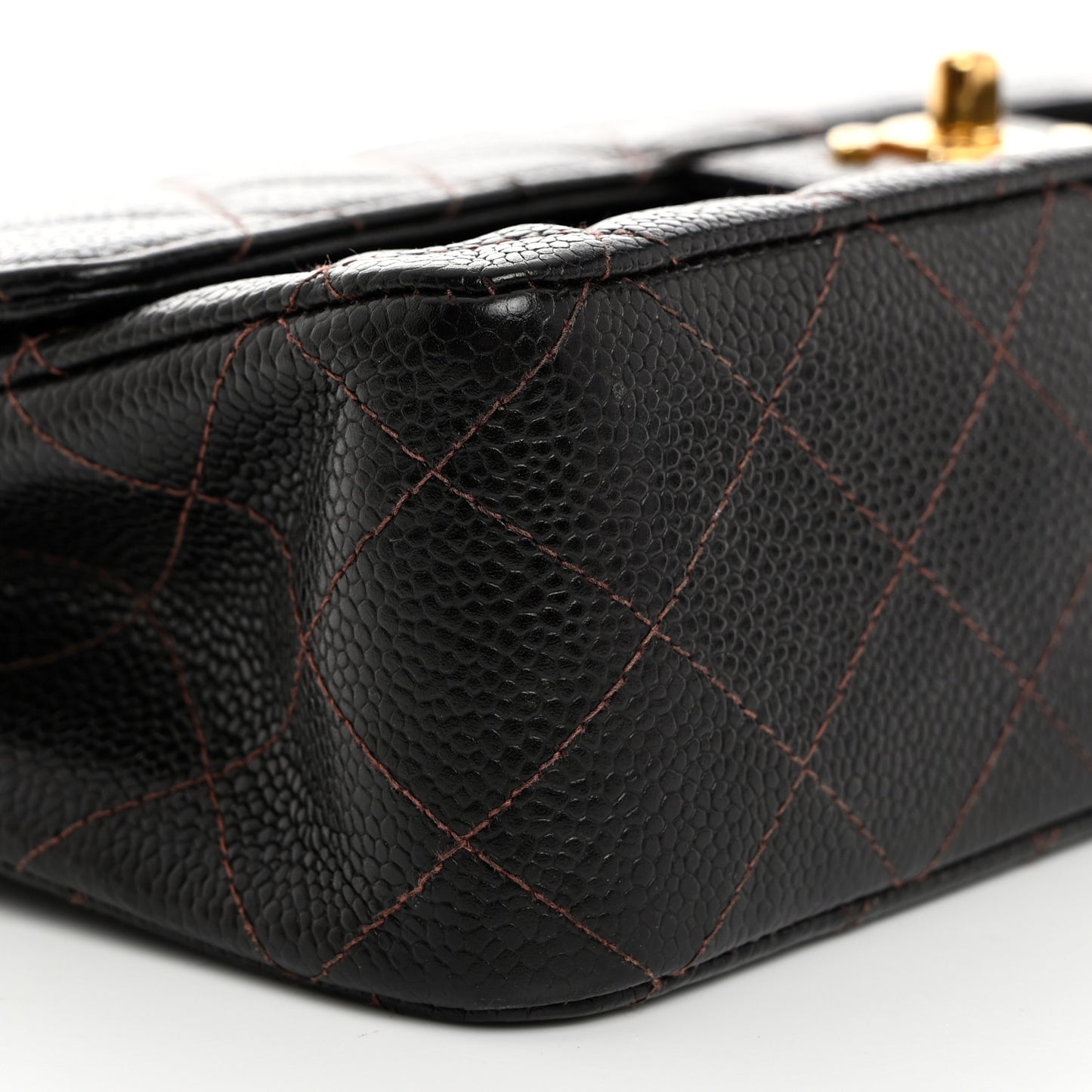 Caviar Quilted Medium Double Flap Dark Brown