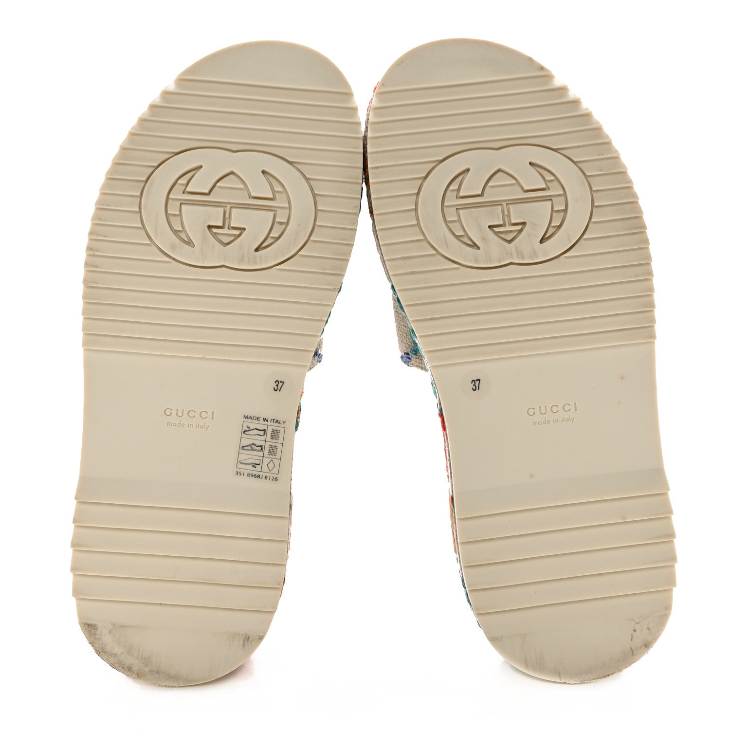 Gucci Linen Psychedelic Mini GG Monogram Angelina Platform 55mm Slide Sandals 37 Multicolor 5 of 12