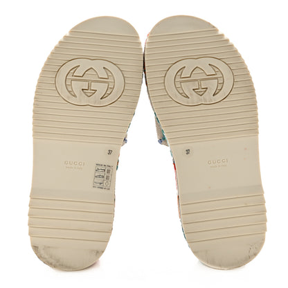 Gucci Linen Psychedelic Mini GG Monogram Angelina Platform 55mm Slide Sandals 37 Multicolor 5 of 12