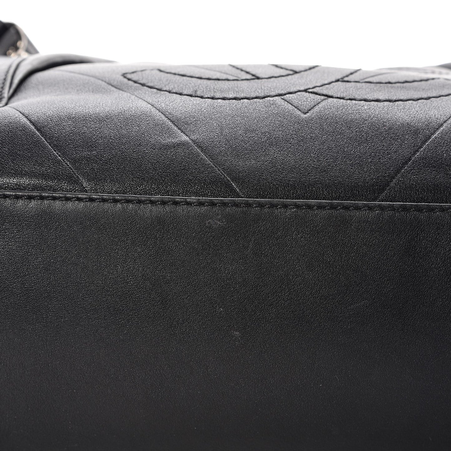 Calfskin CC Chevron All Day Long Tote Black