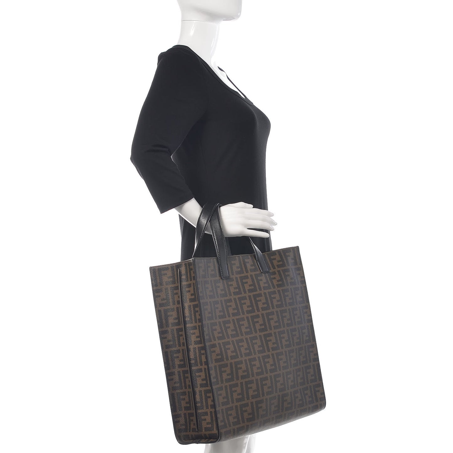 Zucca Spalmati Vitello Elite Shopping Tote Tobacco Black