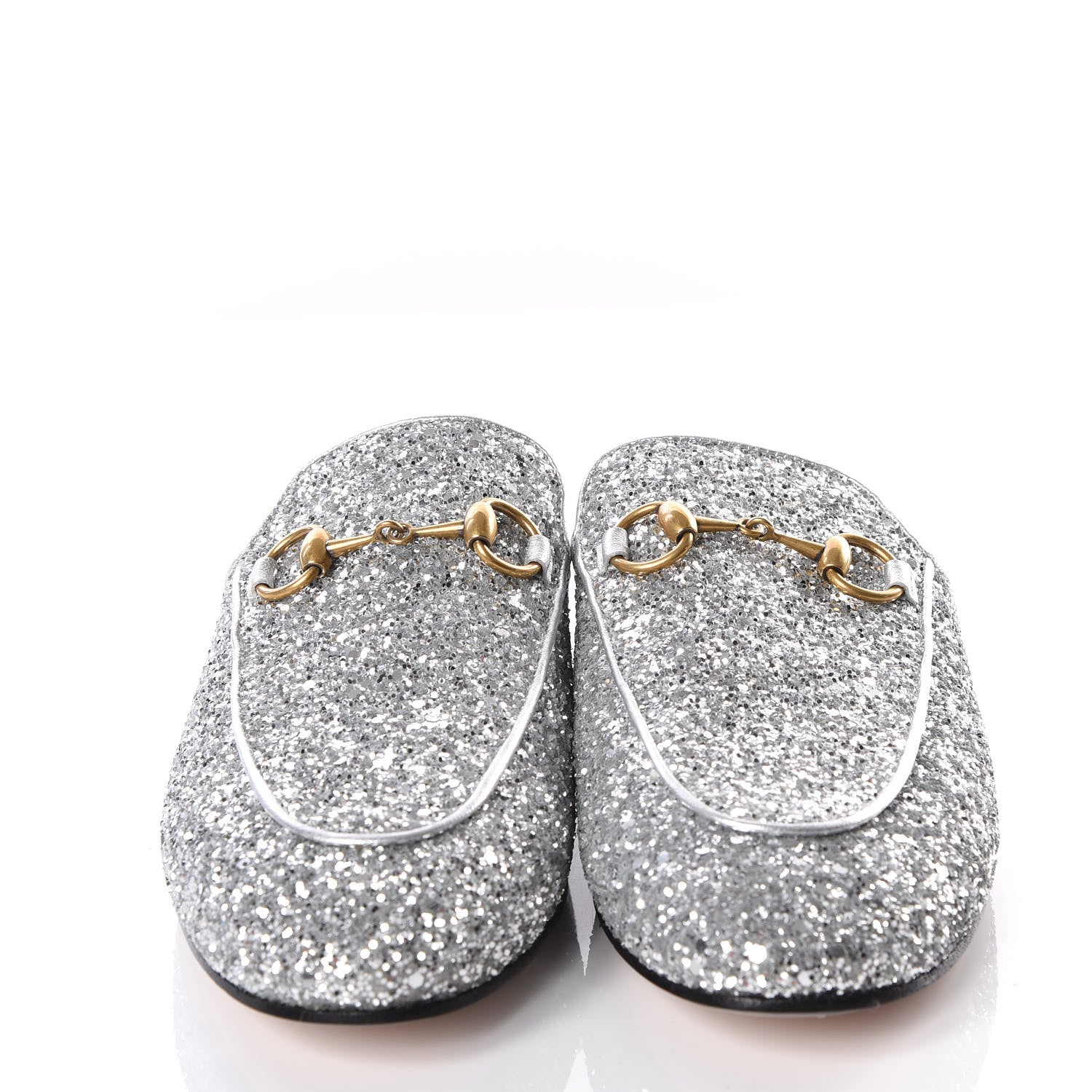 Gucci Glitter Womens Princetown Slippers 35 Silver 3 of 8