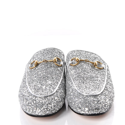 Gucci Glitter Womens Princetown Slippers 35 Silver 3 of 8