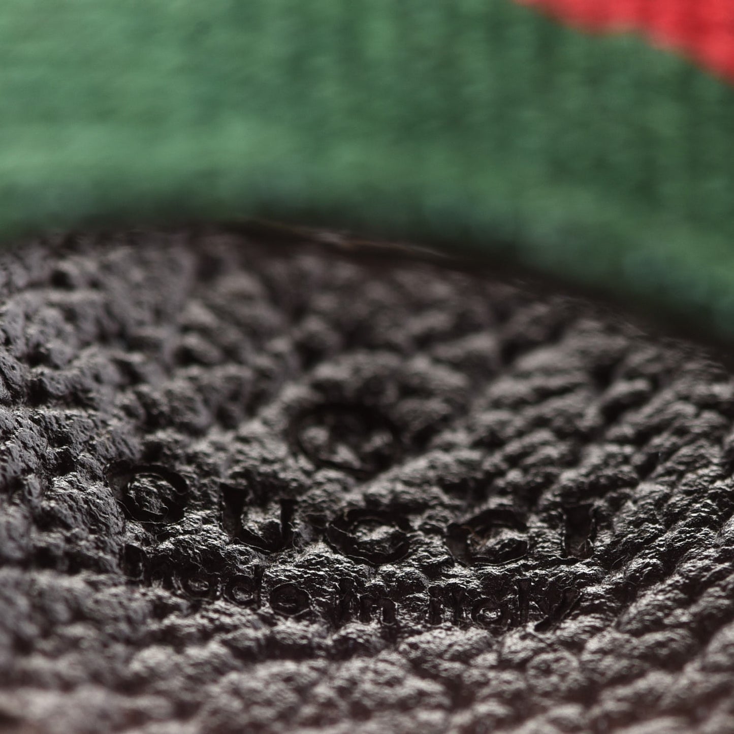 Nylon Textured Dollar Calfskin Web Ophidia Key Ring Green Red New Acero