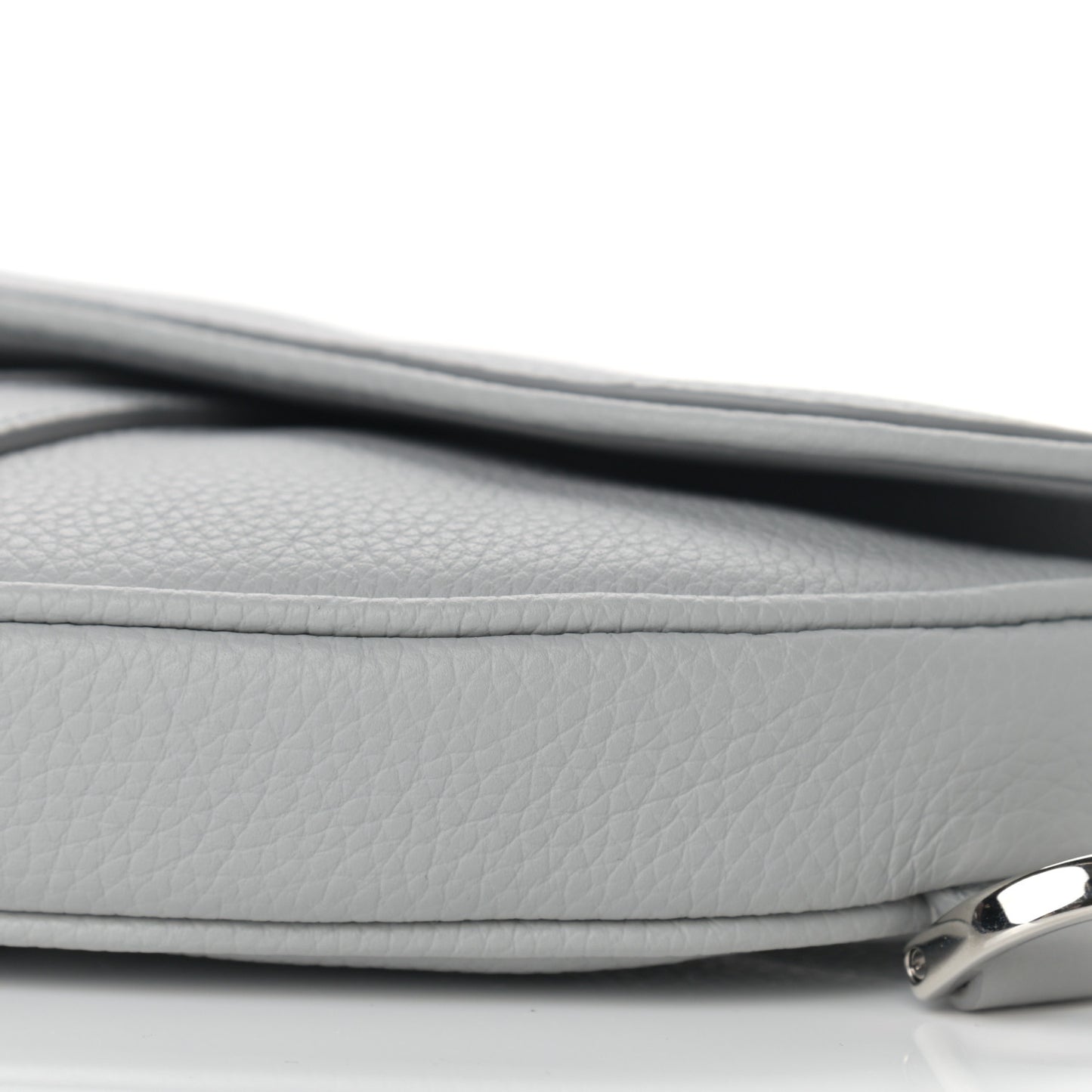 Grained Calfskin Mens Mini Saddle Bag Gray