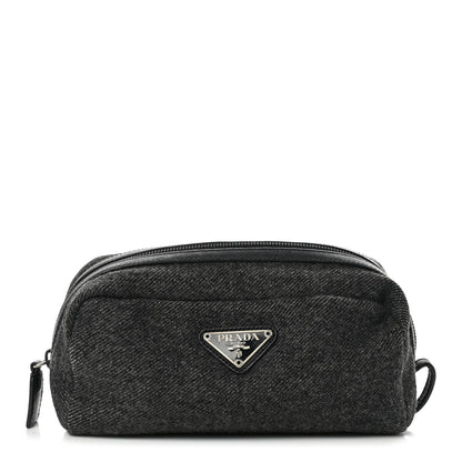 Prada Wool Cosmetic Pouch Grey 1 of 9