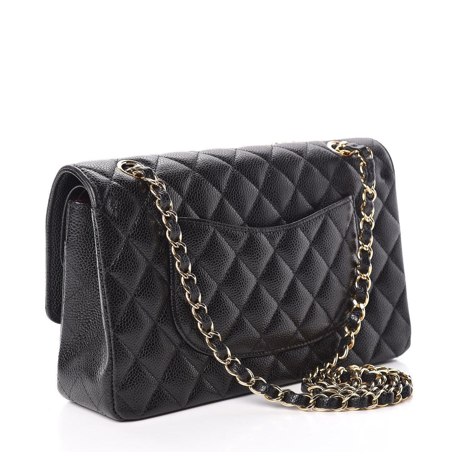 Caviar Quilted Medium Double Flap Black