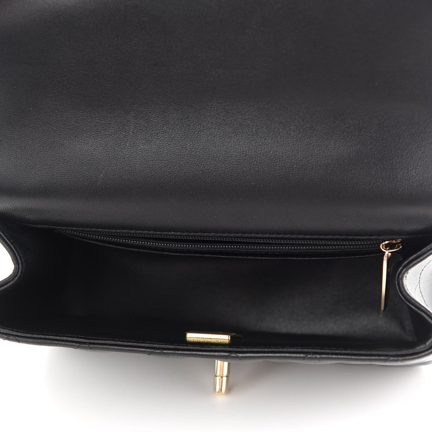Lambskin Quilted Mini Top Handle Rectangular Flap Black