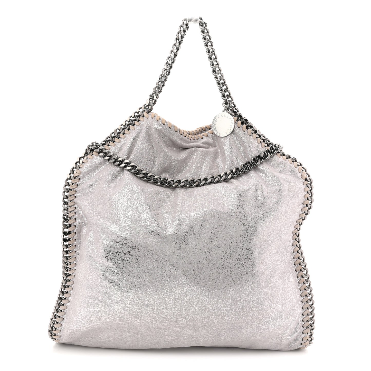 Metallic Shaggy Deer Small Falabella Tote Silver