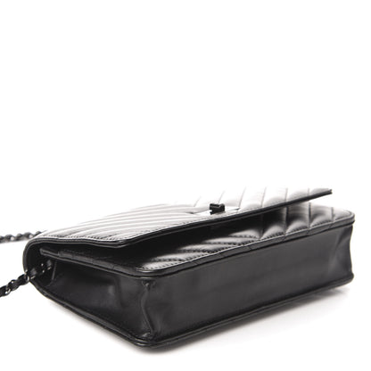 Chanel Aged Calfskin Chevron Quilted Reissue Wallet On Chain WOC So Black 4 of 12