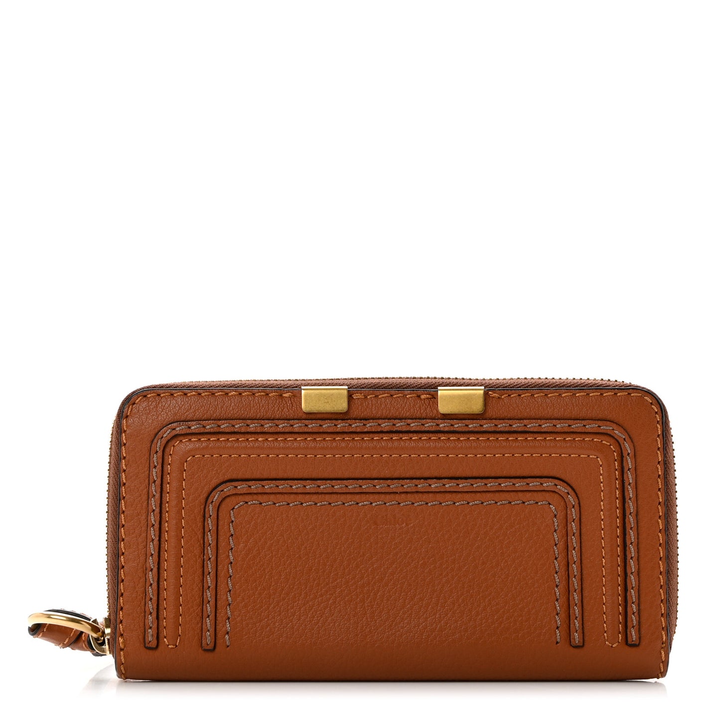 Grained Calfskin Marcie Long Zip Around Wallet Tan