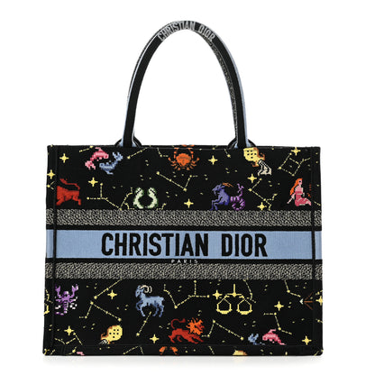 Christian Dior Canvas Embroidered Medium Pixel Zodiac Book Tote Black Multicolor 1 of 15