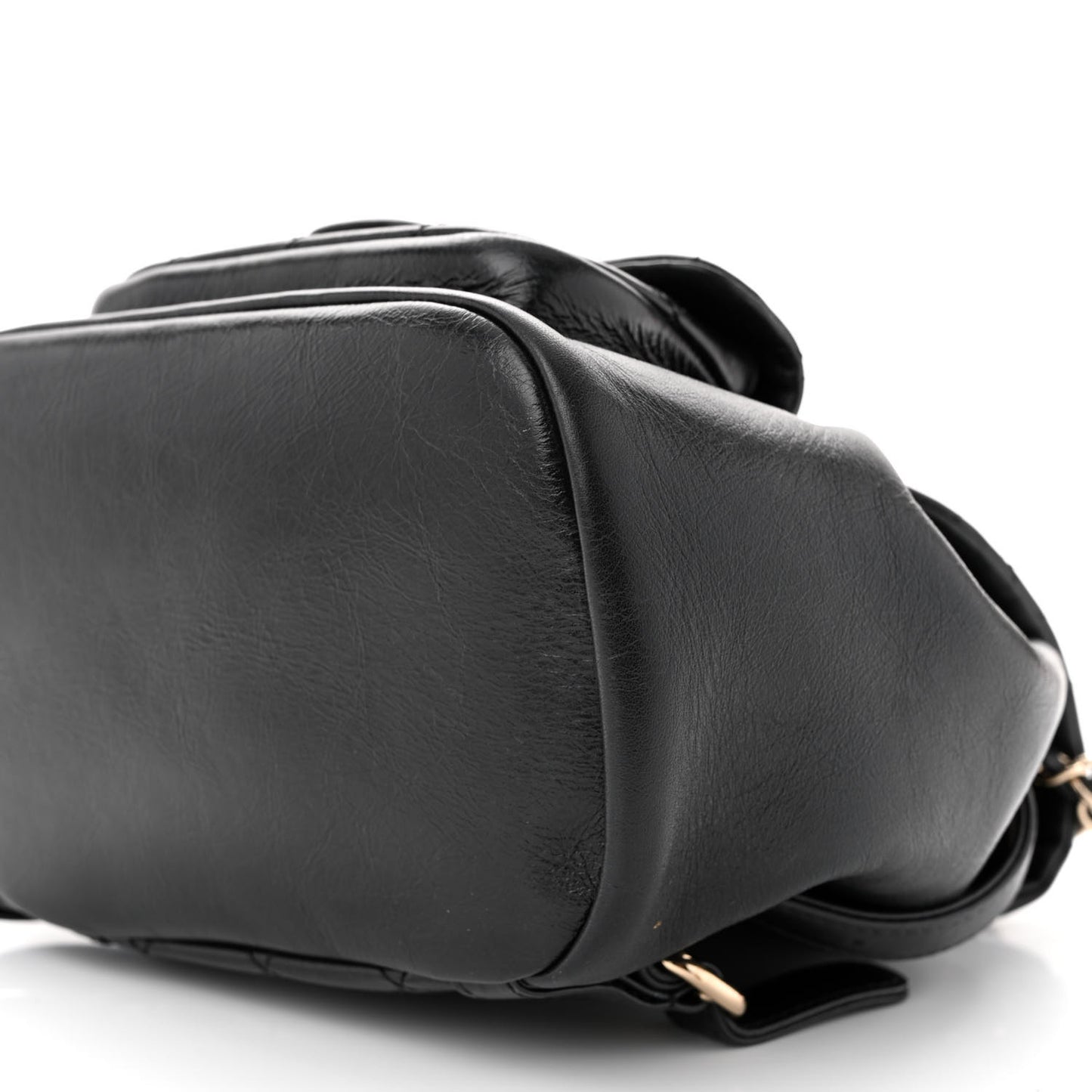 Glazed Aged Calfskin Quilted Small Duma Drawstring Backpack Black