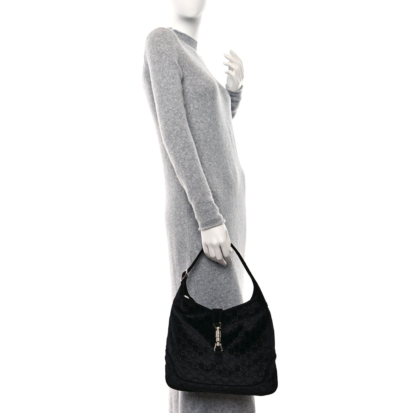 Velvet GG Monogram Small Jackie 1961 Hobo Black