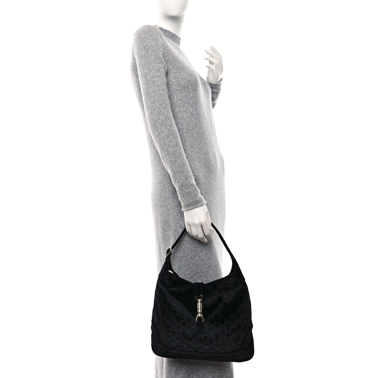 Gucci Velvet GG Monogram Small Jackie 1961 Hobo Black 2 of 9