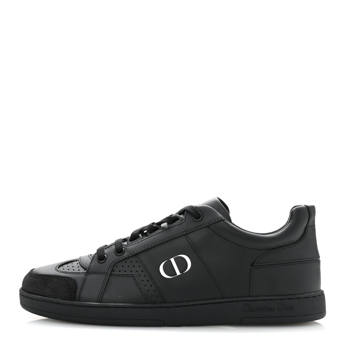Calfskin Suede Logo Sneakers 37 Black