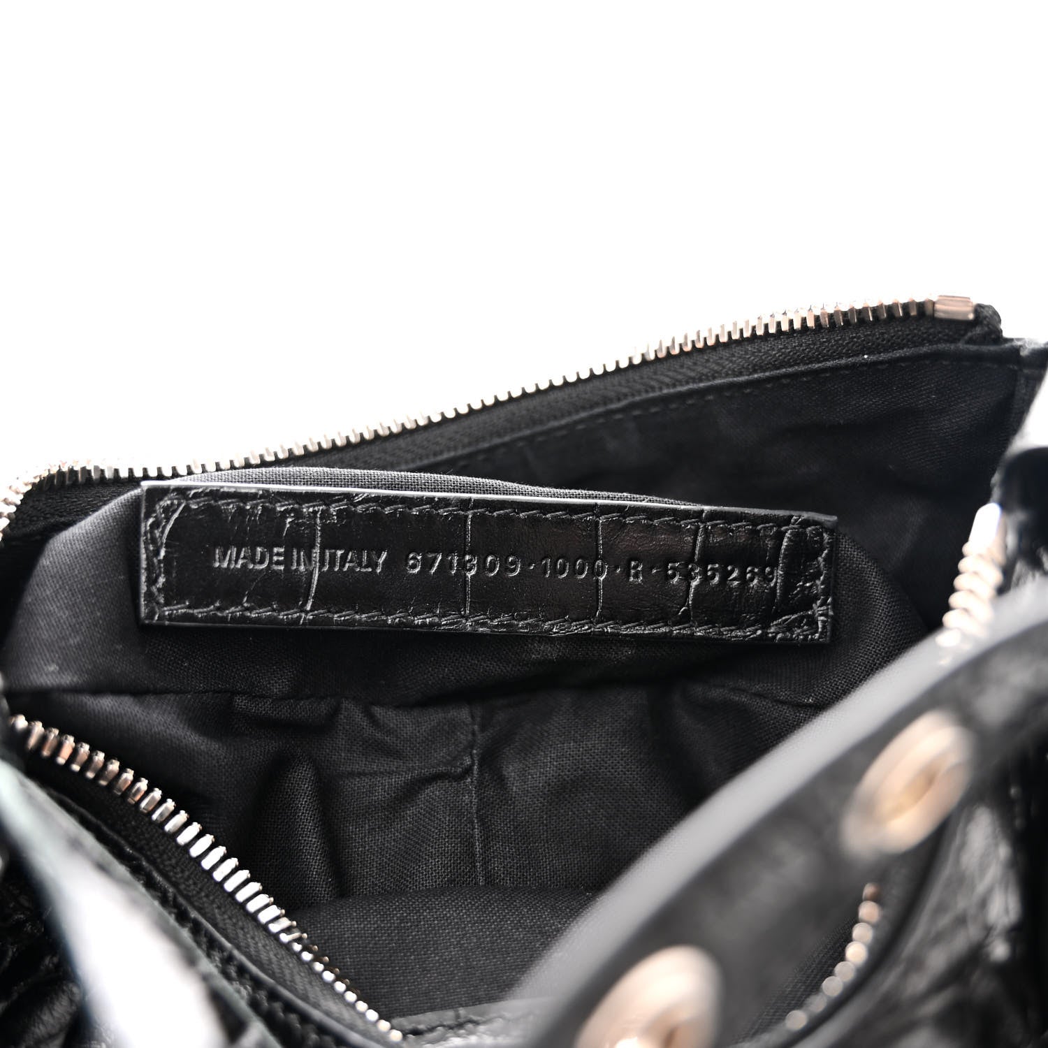 Balenciaga Extra Supple Calfskin Crystal Crocodile Embossed Le Cagole Shoulder Bag XS Black 7 of 10