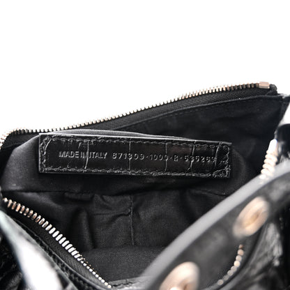 Balenciaga Extra Supple Calfskin Crystal Crocodile Embossed Le Cagole Shoulder Bag XS Black 7 of 10