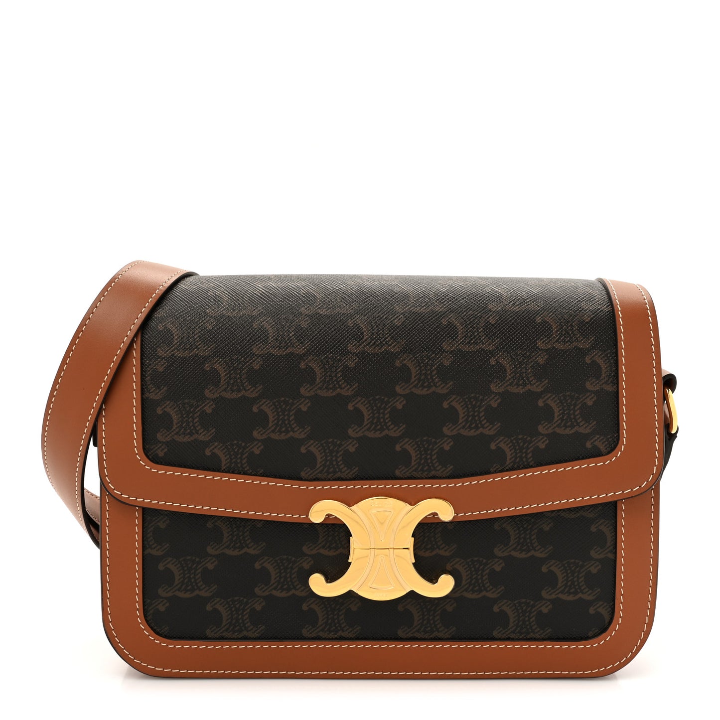 Triomphe Canvas Calfskin Medium Triomphe Bag Tan