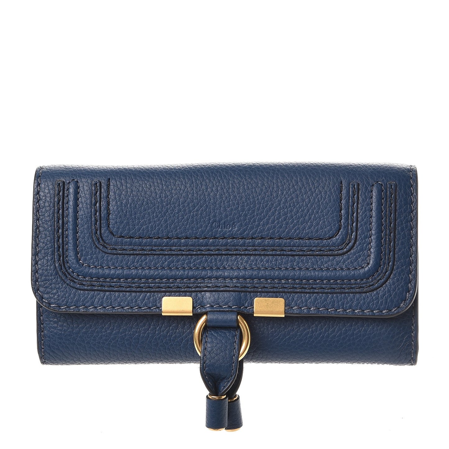 Calfskin Marcie Continental Flap Wallet Royal Navy