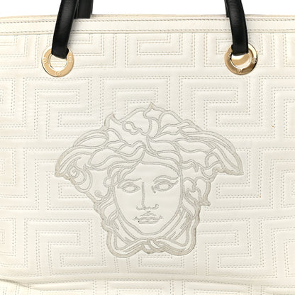 Versace Calfskin Palazzo Embroidered Medusa Tote White 6 of 16