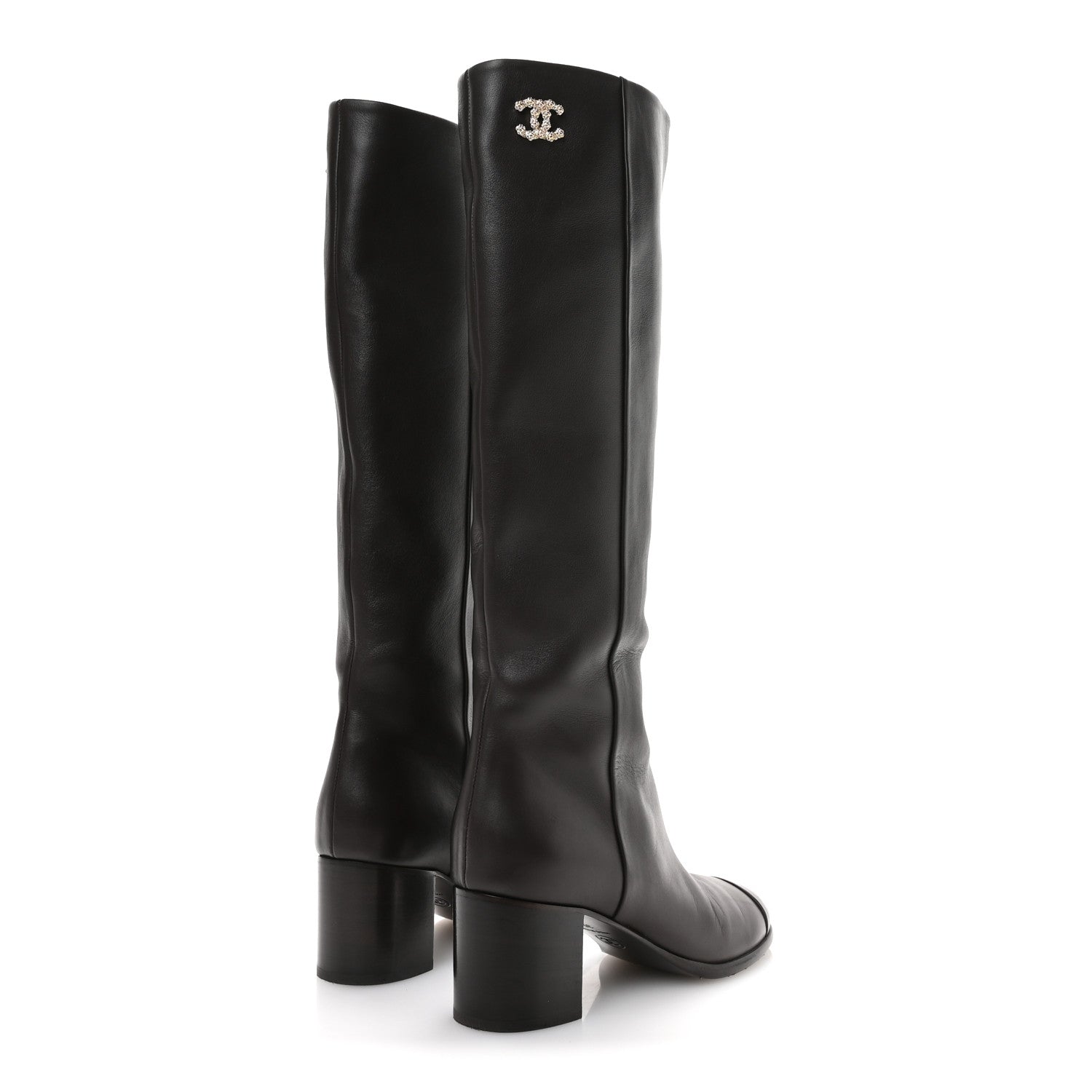 Chanel Calfskin CC High Boots 35.5 Dark Brown 5 of 8