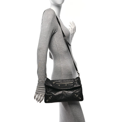 Balenciaga Agneau Giant 12 Silver Hardware Envelope Strap Clutch Black 2 of 14