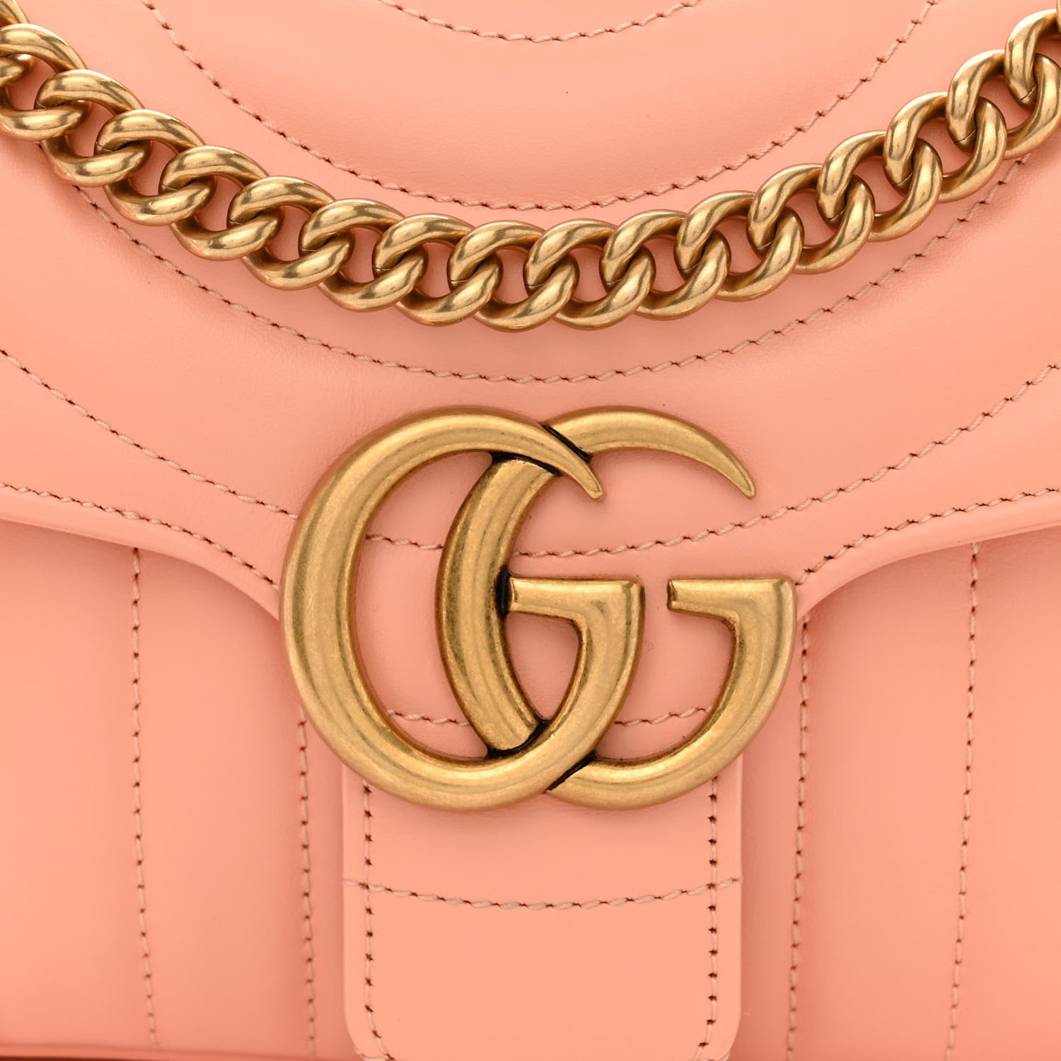 Gucci Calfskin Vertical Ring Matelasse Small GG Marmont Shoulder Bag Peachy Chic 8 of 11