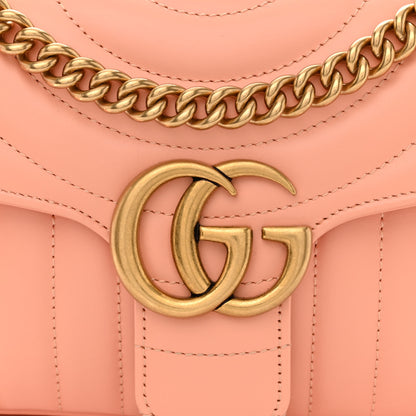 Gucci Calfskin Vertical Ring Matelasse Small GG Marmont Shoulder Bag Peachy Chic 8 of 11
