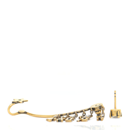 Christian Dior Crystal Metal Logo Earring Aged Gold 4 of 6