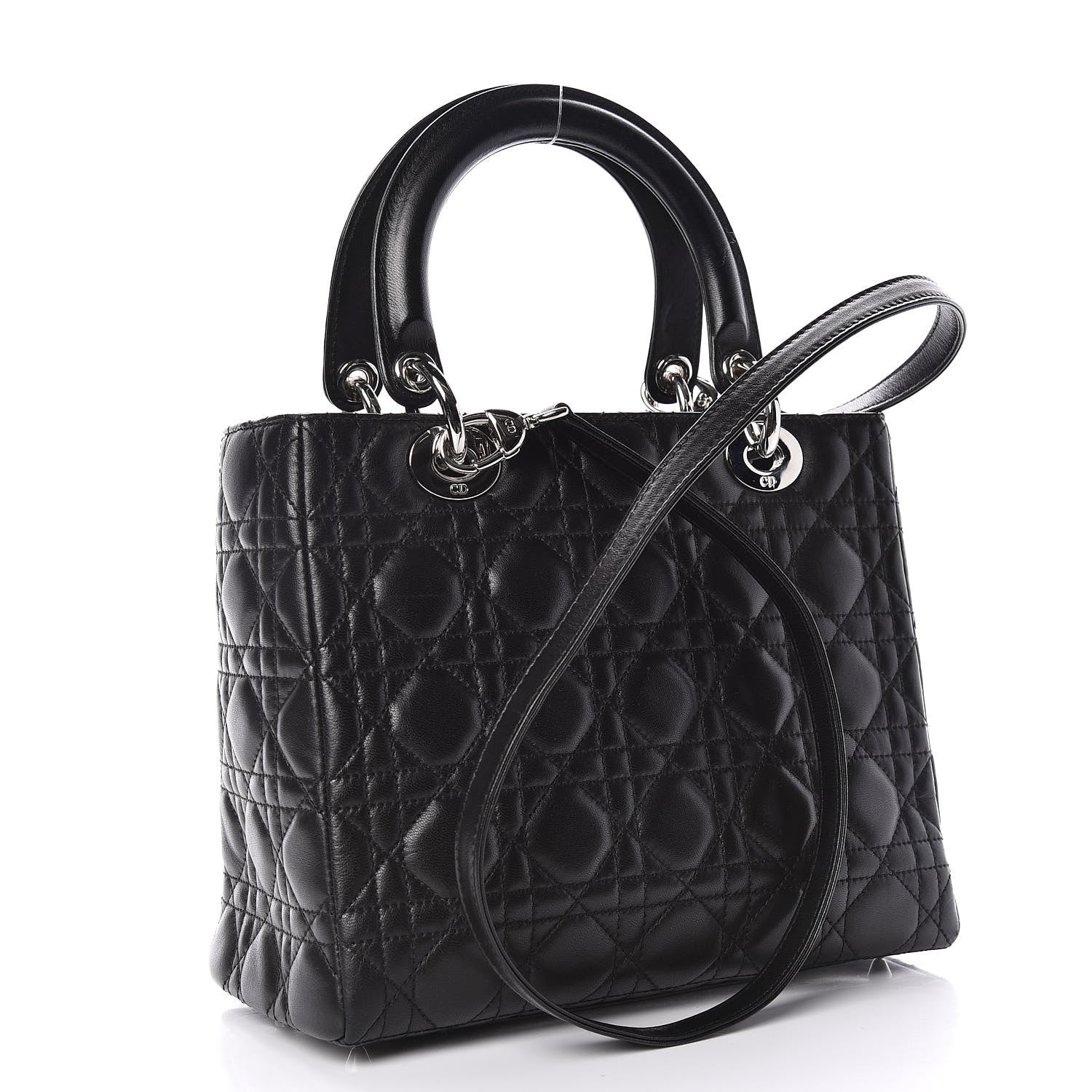 Christian Dior Lambskin Cannage Medium Lady Dior Black 3 of 13