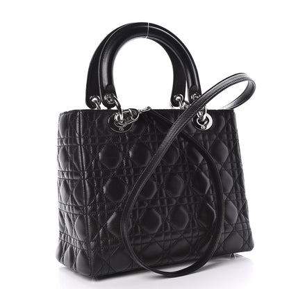 Christian Dior Lambskin Cannage Medium Lady Dior Black 3 of 13