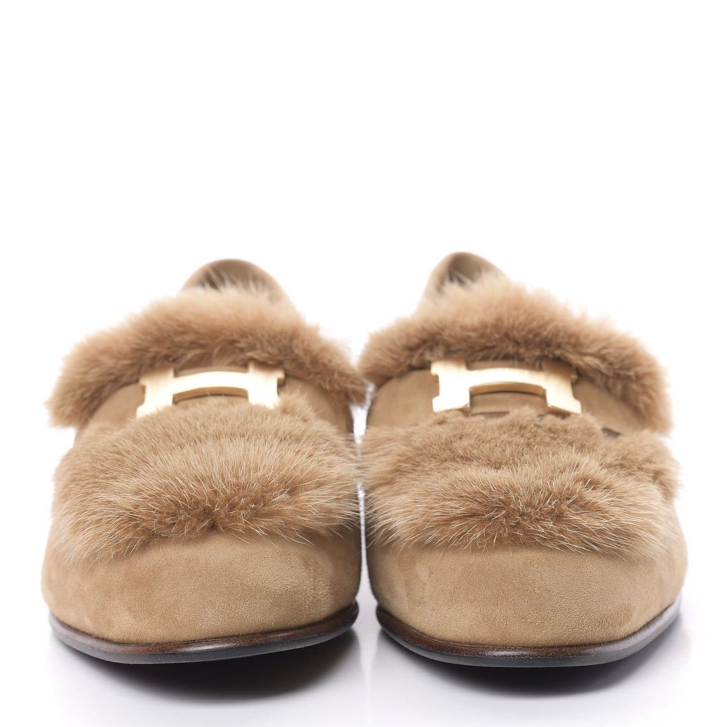 Mink Fur Suede Goatskin Paris Loafers 36 Marron Havane