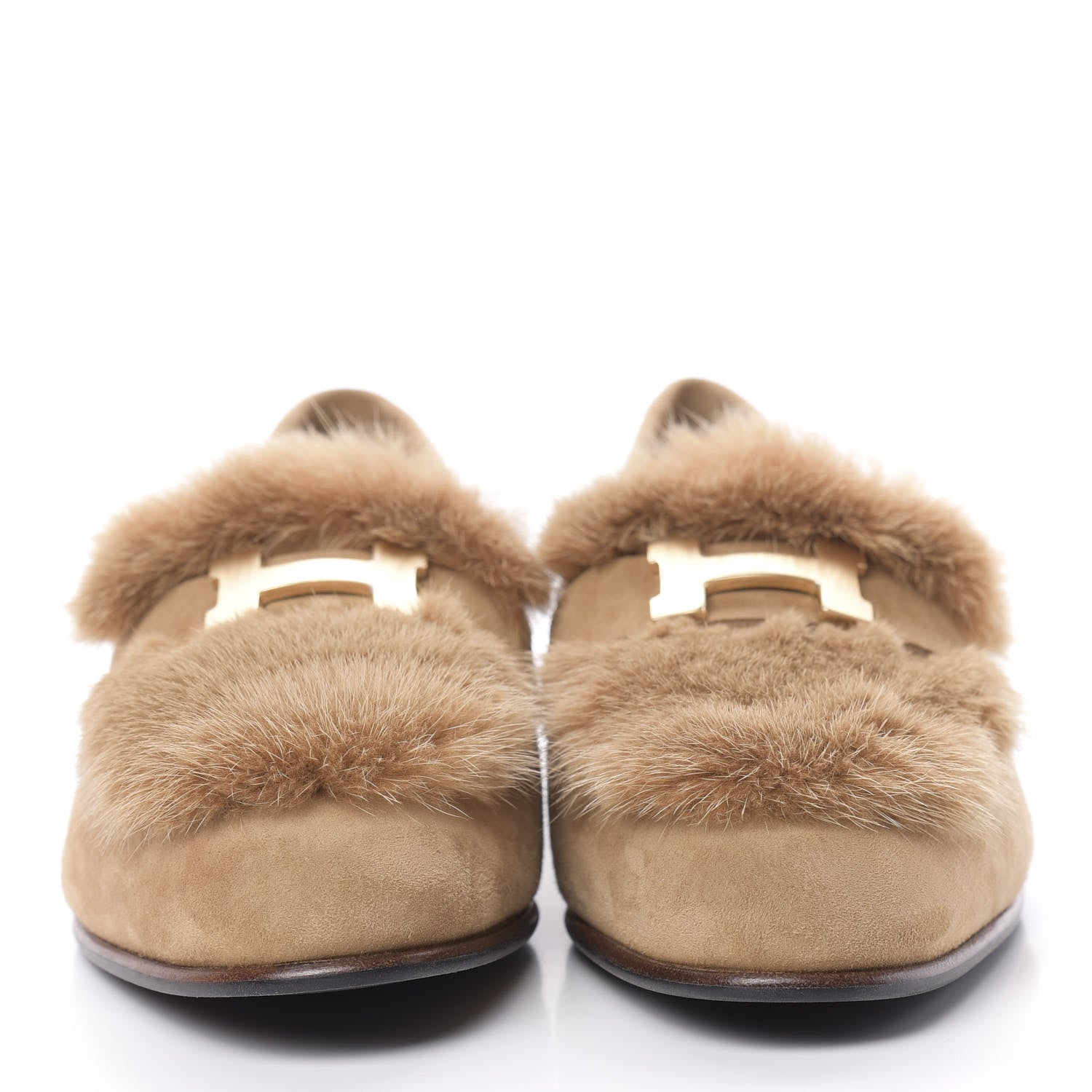 Hermes Mink Fur Suede Goatskin Paris Loafers 36 Marron Havane 2 of 8