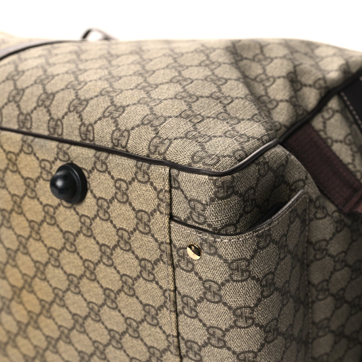 GG Plus Monogram Large Carry On Duffle Trolley Brown