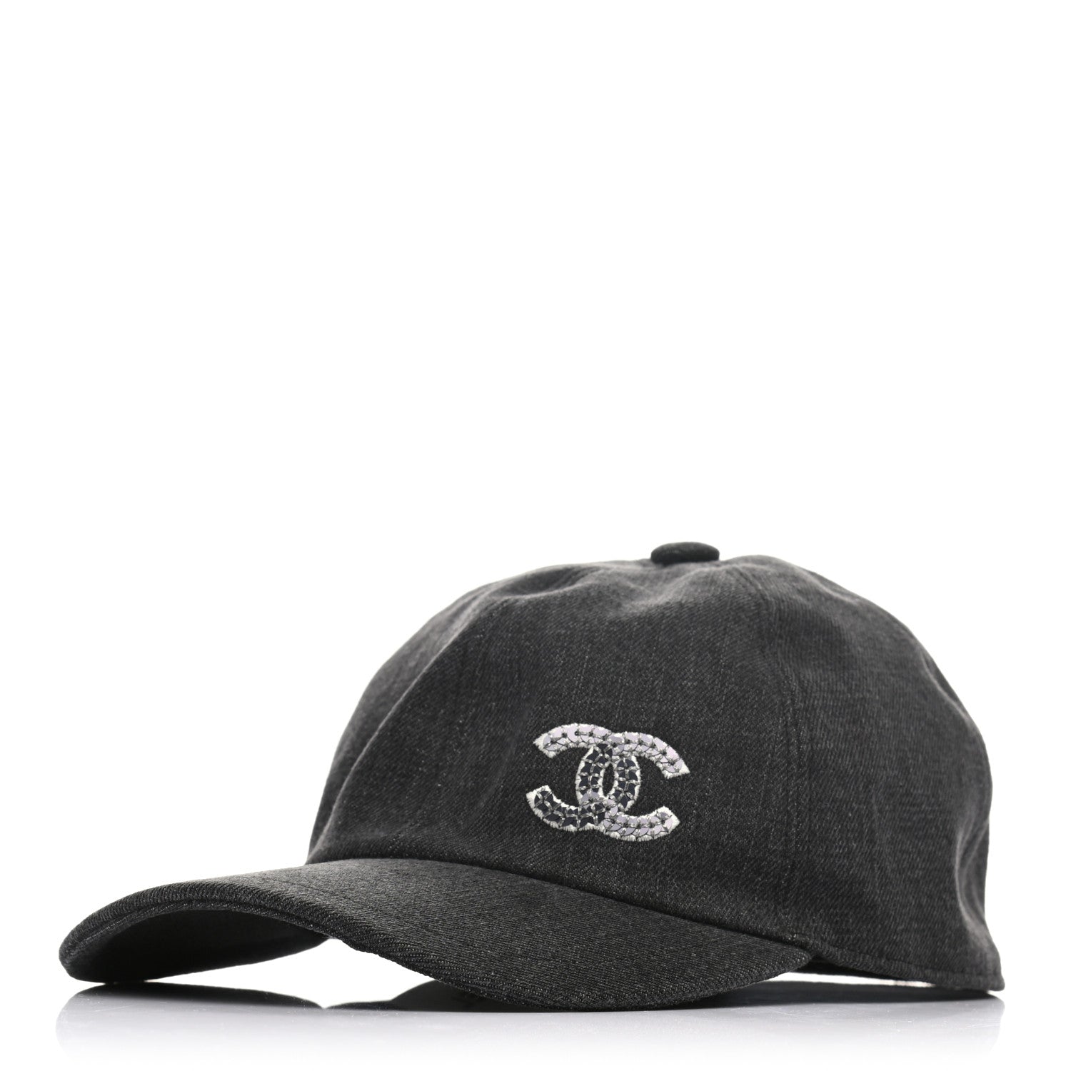 Chanel Cotton Sequin CC Cap Hat Black 1 of 8