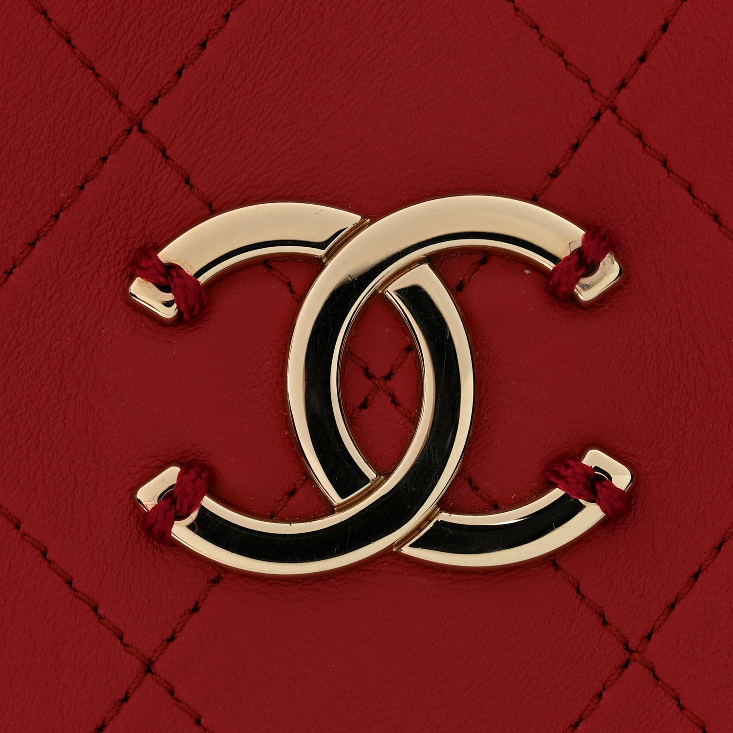 Chanel Calfskin Stitch Medium Ring My Bag Shopping Tote Red 11 of 14