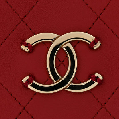 Chanel Calfskin Stitch Medium Ring My Bag Shopping Tote Red 11 of 14