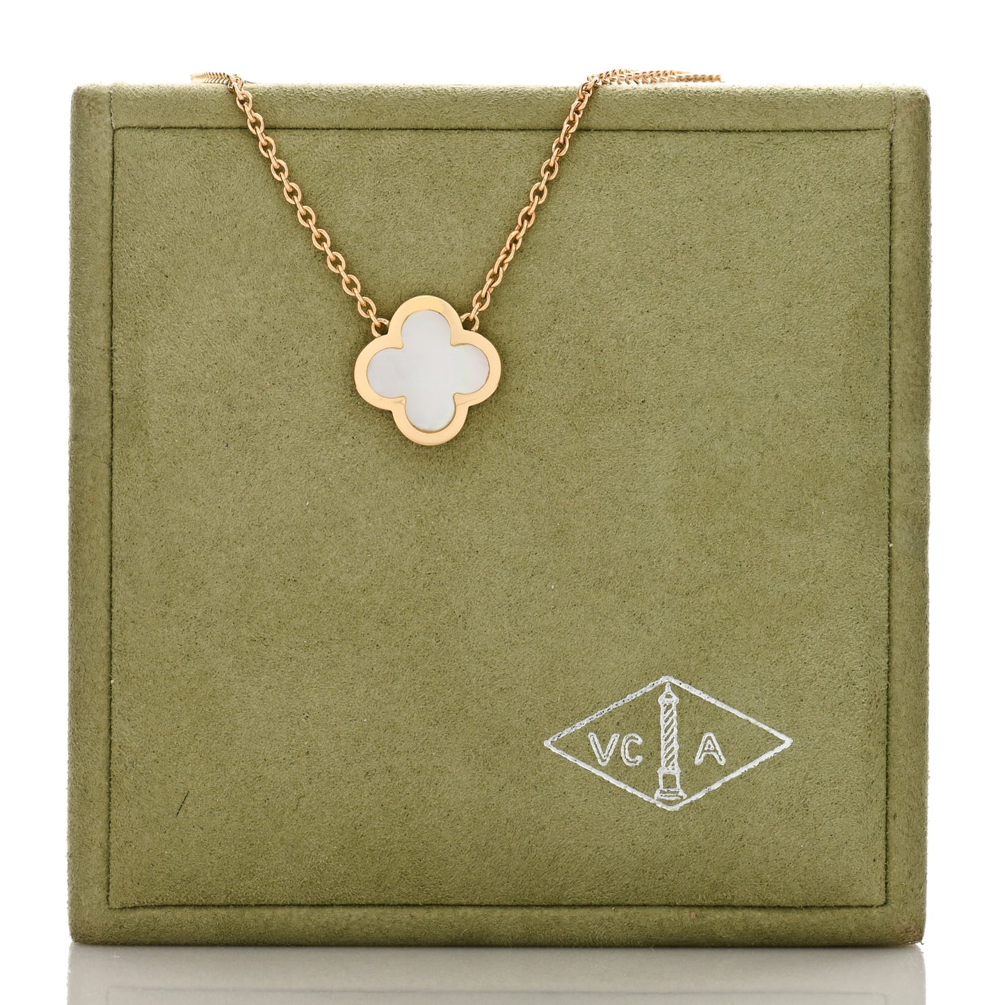 18K Yellow Gold Mother of Pearl Pure Alhambra Pendant Necklace