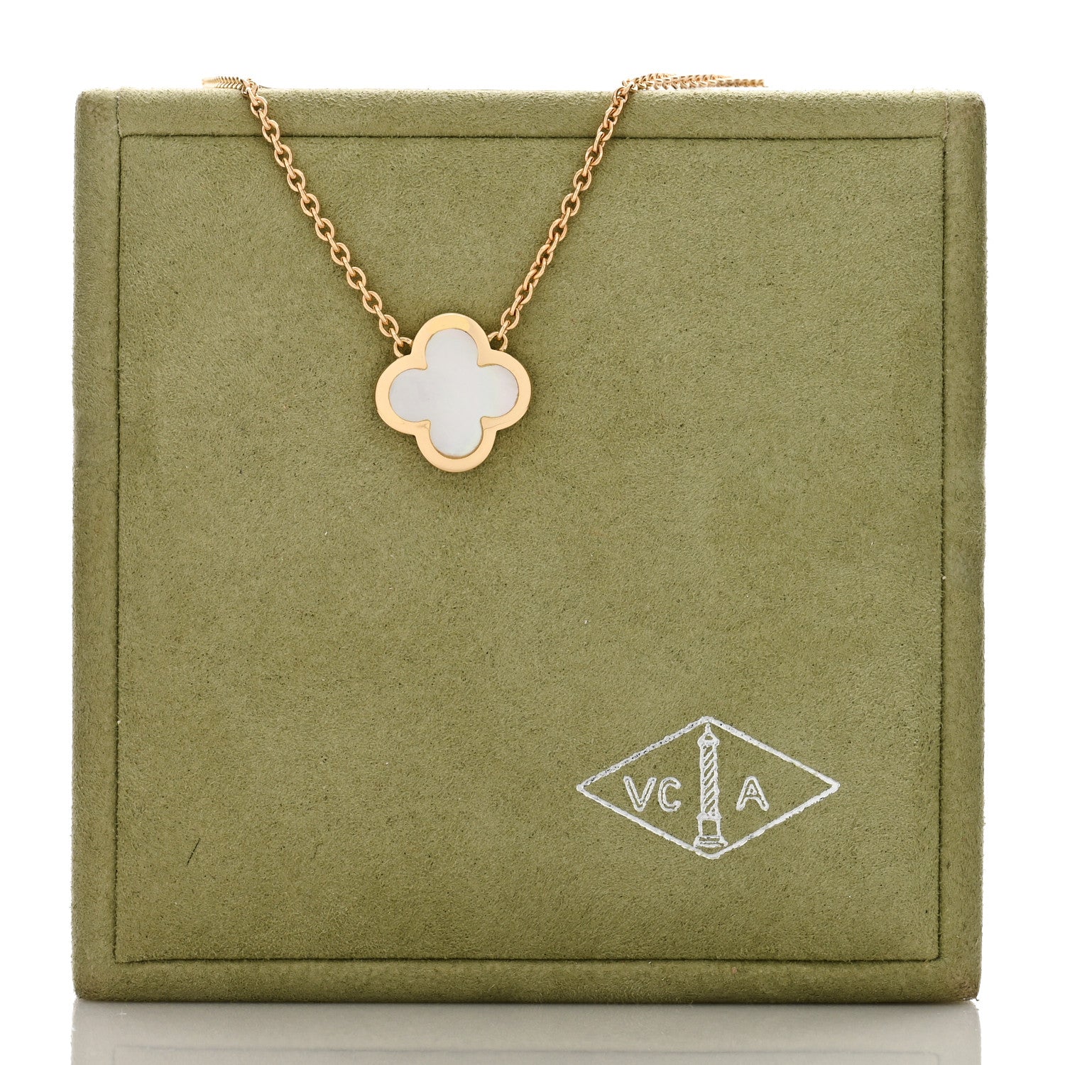 Van Cleef & Arpels 18K Yellow Gold Mother of Pearl Pure Alhambra Pendant Necklace 4 of 4