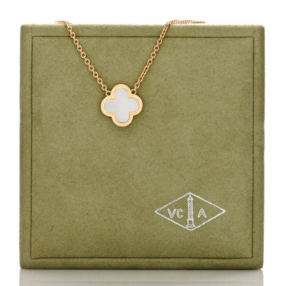 Van Cleef & Arpels 18K Yellow Gold Mother of Pearl Pure Alhambra Pendant Necklace 4 of 4