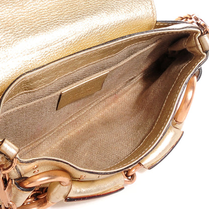 Gucci Calfskin Studded Horsebit Clutch Bag Gold 5 of 7