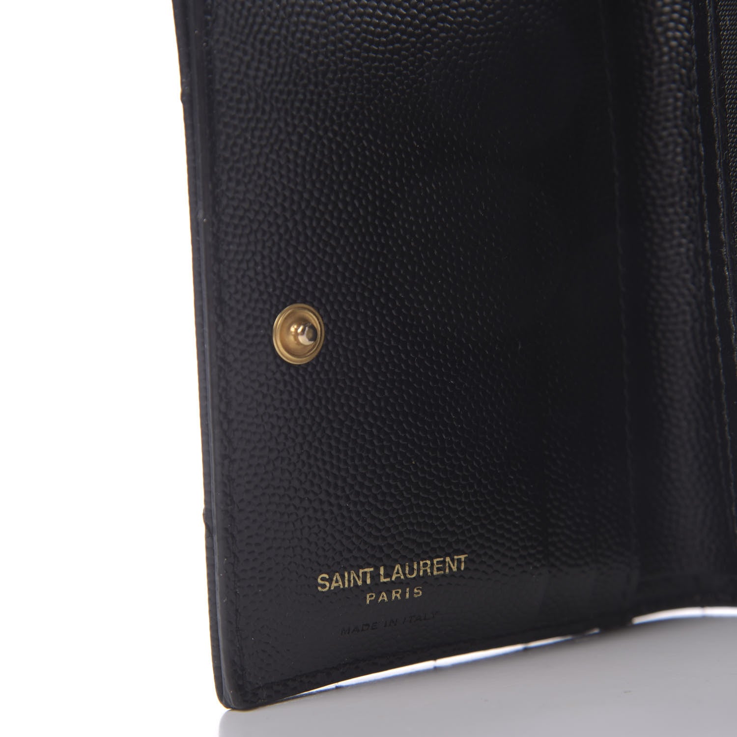 Saint Laurent Grain De Poudre Matelasse Chevron Monogram Zipped Card Case Black 8 of 9