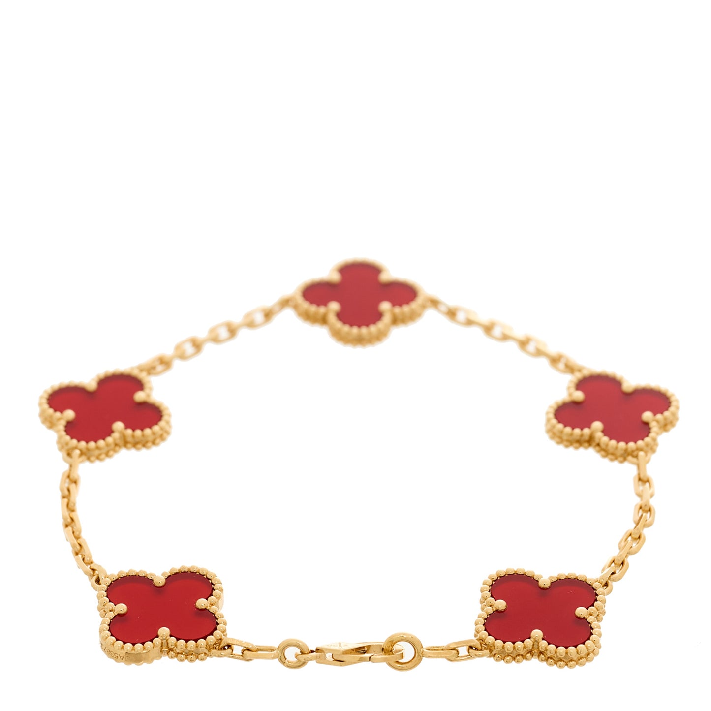 18K Rose Gold Carnelian 5 Motifs Vintage Alhambra Bracelet